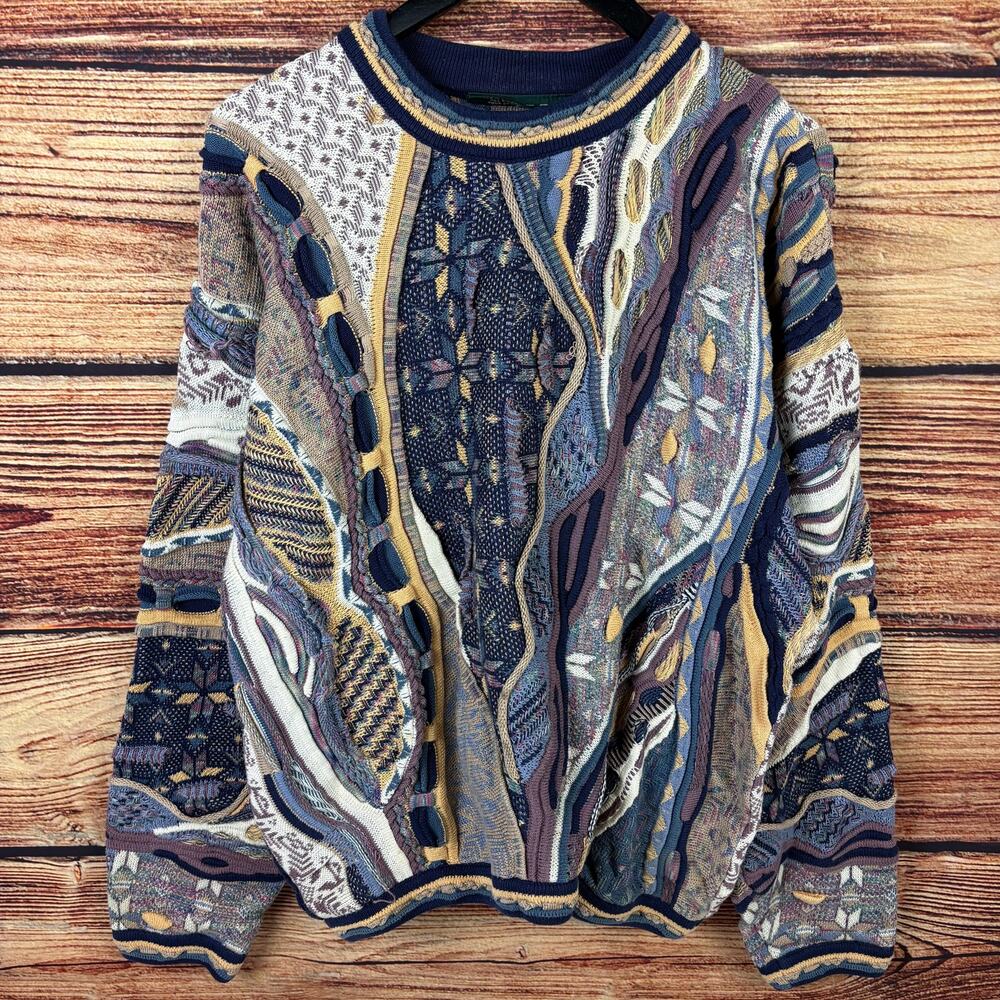Vintage 1990s Tundra Canada Textured Multicolor Cosby / Biggie Sweater